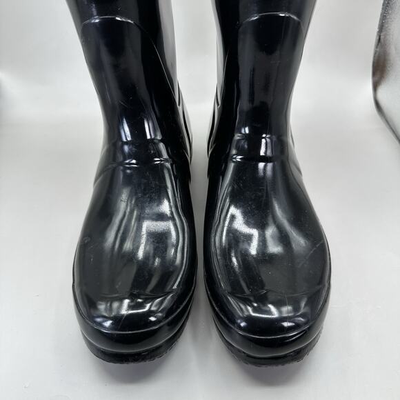 Hunter Original Tall Adjustable Back Classic Boots Gloss Black Women's Size 9 US - Picture 4 of 13